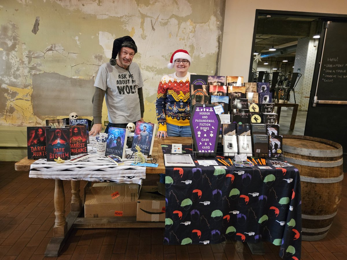 CuppaWords's tweet photo. Sarah &amp; Joe are all setup at the Holiday Cheers Market at Old Bakery Beer Co. and will be selling their wares 11:30am-3:30pm 📚 Be sure to stop in and see them 🎅🍻 https://t.co/g9l1T7WcGP