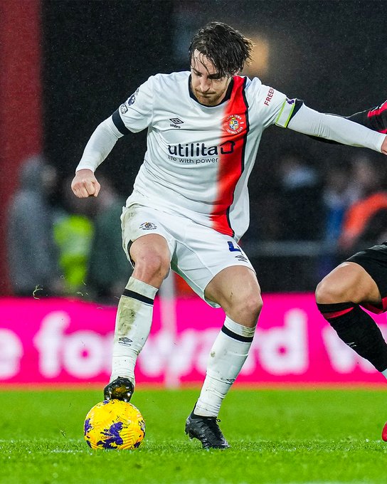 Tom Lockyer on the ball against Bournemouth.