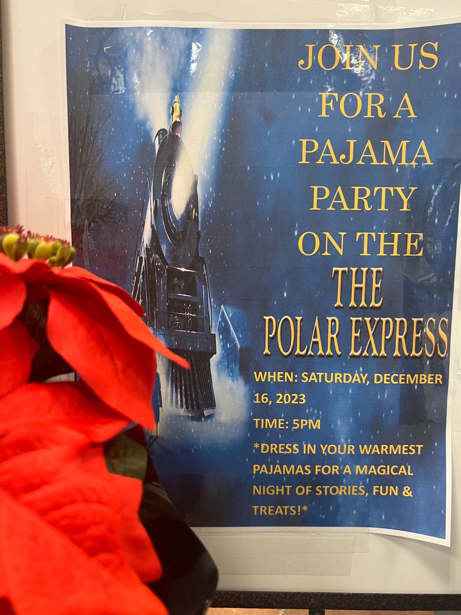 Don’t forget to join us tonight at 5pm for The Polar Express reading and pajama party! We can’t wait to see you!