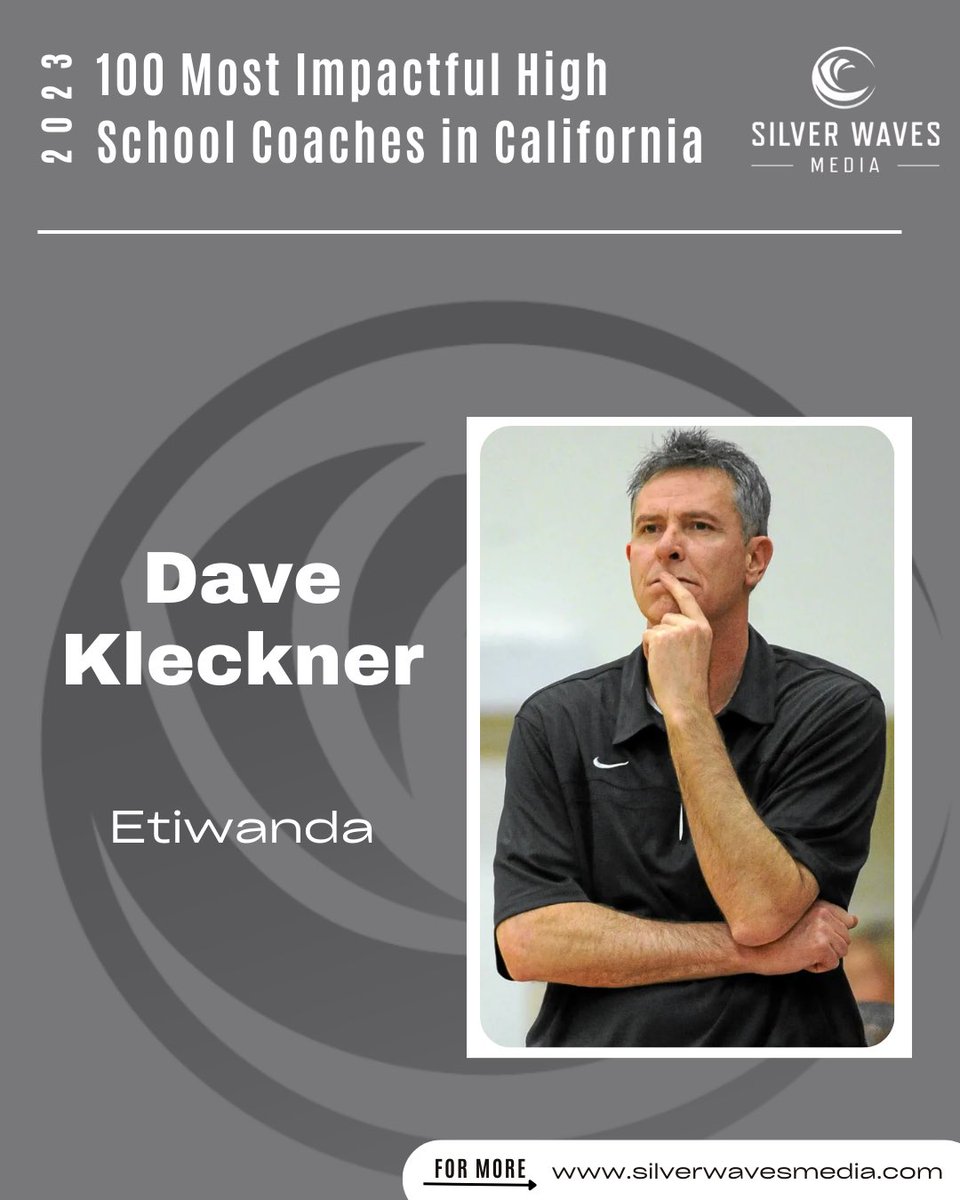 <a href="/Ophsbbasketball/">Oak Park Basketball</a> <a href="/OPathletics/">Oak Park Athletics</a> <a href="/AlanMitchellP3/">Alan Mitchell 🏁</a> <a href="/SAHS20Athletics/">St. Anthony Saints Athletics</a> <a href="/StAnthonySAINTS/">St. Anthony Saints</a> <a href="/SMPrepHoops/">Saint Monica Prep Basketball</a> <a href="/smprepmariners/">Saint Monica Prep Athletics</a> <a href="/SCanyonSports/">Sierra Canyon Sports</a> <a href="/Coach_AntDavis/">Anthony “AD” Davis</a> <a href="/crossroadsscore/">Crossroads Athletics</a> <a href="/LHSTrojanPride/">Lincoln High School</a> <a href="/TuroJones/">Arturo Jones</a> <a href="/Leu_Olympians1/">Leuzinger Athletics</a> <a href="/LeuzingerHS/">Leuzinger High School</a> <a href="/Coach_Ash_/">Coach Ash ™️</a> <a href="/EHSHOOPZ/">EHSHOOPZ</a> <a href="/ehs_athletics_/">Eastside HS Athletics Page</a> <a href="/CoachBMcCrumby/">Bernard Mccrumby</a> <a href="/serrabasketball/">#Serra💪</a> <a href="/SerraCavaliers/">Serra Cavaliers</a> <a href="/RCHSBasketball/">Rancho Cucamonga Basketball</a> <a href="/sports_rchs/">RCHS Sports</a> <a href="/coachmellis/">Bill Mellis</a> <a href="/salesianprep/">Salesian College Prep</a> <a href="/TheRealBoBrewer/">Bo Brewer</a> <a href="/RBHS_boys_bball/">Rancho Bernardo HS Basketball</a> <a href="/SJMBasketball1/">SJM Boys Basketball</a> <a href="/SJM_Athletics/">SJM Athletics</a> <a href="/CAMSLBUSD/">CAMS</a> <a href="/BasketballSrv/">SRVBasketball</a> <a href="/WERSR/">San Ramon Valley HS</a> <a href="/CoachFantazia/">Brice Fantazia</a> <a href="/MC_basketball/">Modesto Christian Basketball</a> <a href="/CCPEaglesHoops/">Chaminade Boys Basketball</a> <a href="/Chaminadesports/">Chaminade Athletics</a> <a href="/LawndaleBball/">Christopher Brownlee</a> <a href="/CoachChrisF22/">Coach Chris</a> <a href="/JTownHoopz/">Jordan Basketball</a> <a href="/PSBasketball1/">Chris Howard</a> <a href="/CoachAllardCHS/">Clark Allard</a> <a href="/CbadHoops/">Carlsbad Basketball</a> <a href="/CbadAthletics/">Carlsbad Athletics</a> <a href="/CarlsbadLancers/">Carlsbad HS Lancers</a> <a href="/LoyolaBB/">Loyola Basketball</a> <a href="/LoyolaAthletics/">Loyola High Athletics</a> <a href="/OLuBBB/">Orange Lutheran Boys Basketball</a> <a href="/orangelutheran/">Orange Lutheran High School</a> <a href="/OLu_Athletics/">OLu Athletics</a> Congratulations to Dave Kleckner of Etiwanda on being named to the 100 Most Impactful High School Coaches in California list.

<a href="/EtiwandaBBall/">Etiwanda Boys Basketball</a> 

silverwavesmedia.com/100-most-impac…