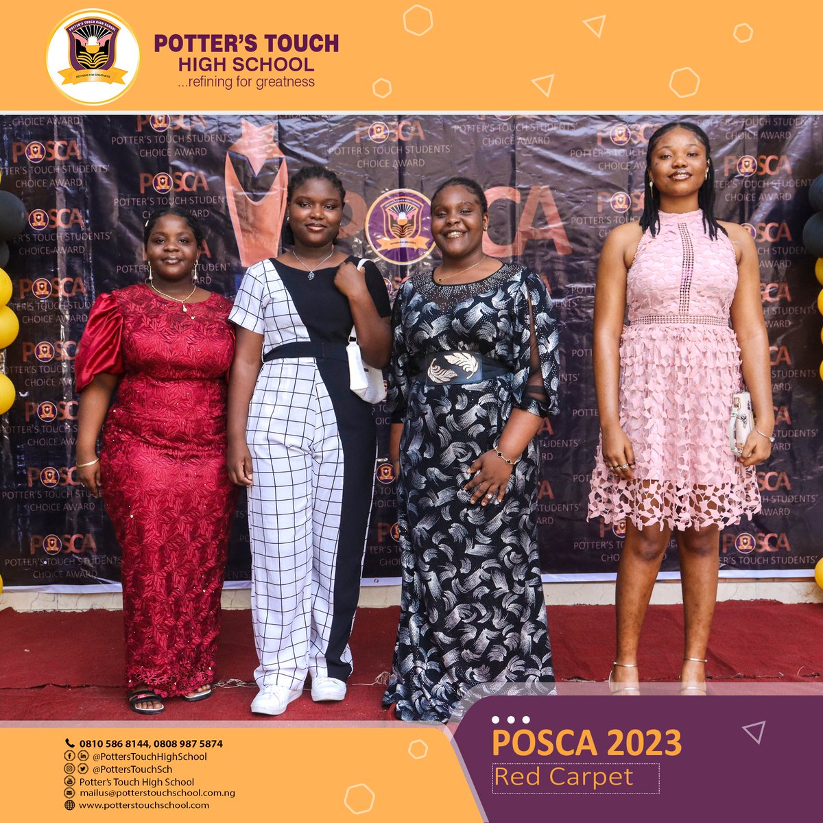 Potter's Touch Students' Choice Award Red Carpet Glam! ✨🌟The red carpet moment at the Potter's Touch Students' Choice Awards (POSCA) 2023 was nothing short of excellence and confidence! 🌠🔥 
#POSCA2023 #PottersTouch #EveryChildCanBeAStar #RefiningForGreatness #BestPlaceToLearn
