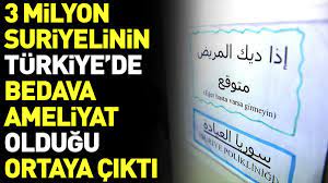 AliDag57978059's tweet image. 3 milyon Suriyelinin Türkiye’de bedava ameliyat olduğu ortaya çıktı
 Turhan Çömez sosyal medyada yaptığı paylaşımda bu durumu dile getirirken, Suriyelilere, 3 milyon ameliyat hizmeti, 100 milyon poliklinik hizmeti, 4 milyon da yataklı hizmet verildiğini söyledi.