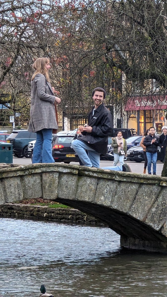 If anyone knows this couple please let them know I have some pictures of the marriage proposal which took place, today around 3pm in Bourton on the Water. I was too late and lost sight of them before I could reach them.