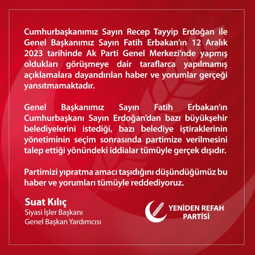 Partimizi yıpratma amacı taşıdığını düşündüğümüz tüm haber ve yorumları reddediyoruz.