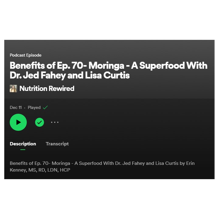 #Moringa is a highly #nutritious tropical #vegetable which some people call a #superfood.  Join me and <a href="/lisacurtis/">Lisa Curtis</a>, founder of <a href="/KuliKuliFoods/">Kuli Kuli Foods</a> on a new #Nutrition Rewired podcast with <a href="/erinkenneyRD/">Erin Kenney, MS, RD, LDN, HCP, CPT</a>. 
open.spotify.com/episode/74Km1Q…