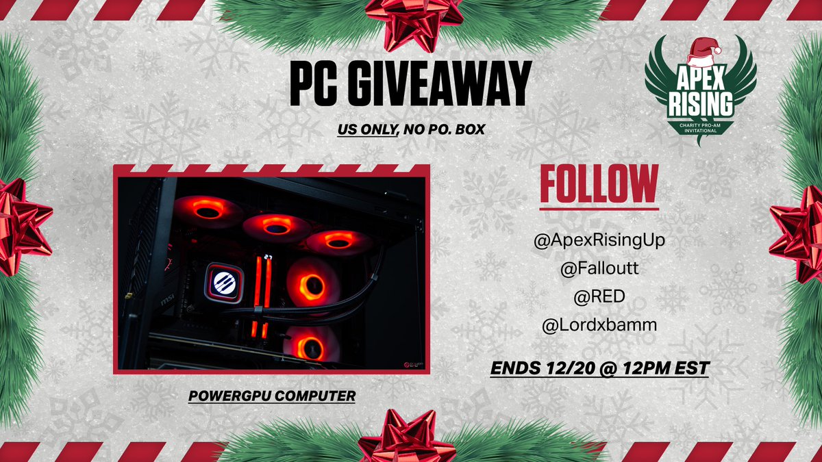 Jon Kefaloukos 🇬🇷 (@falloutt) on Twitter photo 📢 THE PRO-AM MAY BE OVER
But the season of giving is still going on ✨
Because we surpassed our goal of raising $25K for <a href="/RED/">(RED)</a> we're giving away a <a href="/PowerGPU/">PowerGPU</a> courtesy of <a href="/Lordxbamm/">LORD x BAMM 🇰🇷</a>
TO ENTER:
1️⃣ Like & Retweet
2️⃣ Follow <a href="/ApexRisingUp/">Apex Rising Charity ProAm</a> <a href="/Falloutt/">Jon Kefaloukos 🇬🇷</a>
<a href="/RED/">(RED)</a> <a href="/Lordxbamm/">LORD x BAMM 🇰🇷</a> 📢 THE PRO-AM MAY BE OVER
But the season of giving is still going on ✨
Because we surpassed our goal of raising $25K for <a href="/RED/">(RED)</a> we're giving away a <a href="/PowerGPU/">PowerGPU</a> courtesy of <a href="/Lordxbamm/">LORD x BAMM 🇰🇷</a>
TO ENTER:
1️⃣ Like & Retweet
2️⃣ Follow <a href="/ApexRisingUp/">Apex Rising Charity ProAm</a> <a href="/Falloutt/">Jon Kefaloukos 🇬🇷</a>
<a href="/RED/">(RED)</a> <a href="/Lordxbamm/">LORD x BAMM 🇰🇷</a>