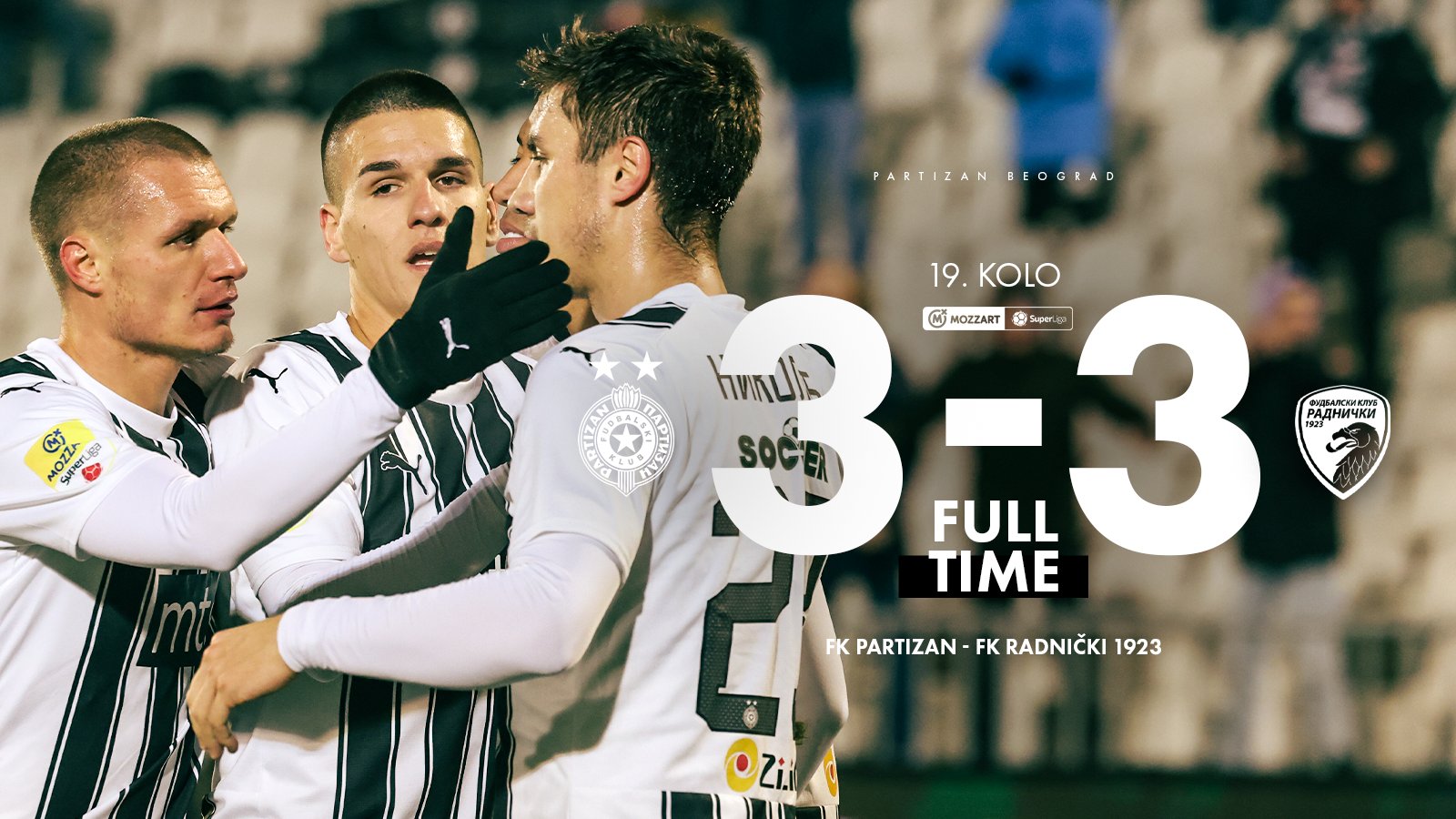 FK Partizan on X: ⌛KRAJ: FK Partizan 3️⃣:3️⃣ FK Radnički