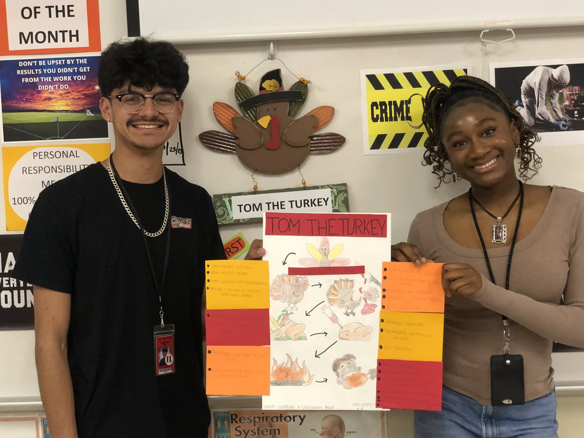 PhsReece's tweet photo. 1 PHS Pathophysiology students become Poultry Pathology Specialists for the CSI Division of PHS.  They were tasked to investigate the demise of Tom the Turkey after his remains were found 2 days following the Thanksgiving Day holiday!  @condarco_cesar @CTENCISD @PorterSpartans https://t.co/NuxvoUiNKh