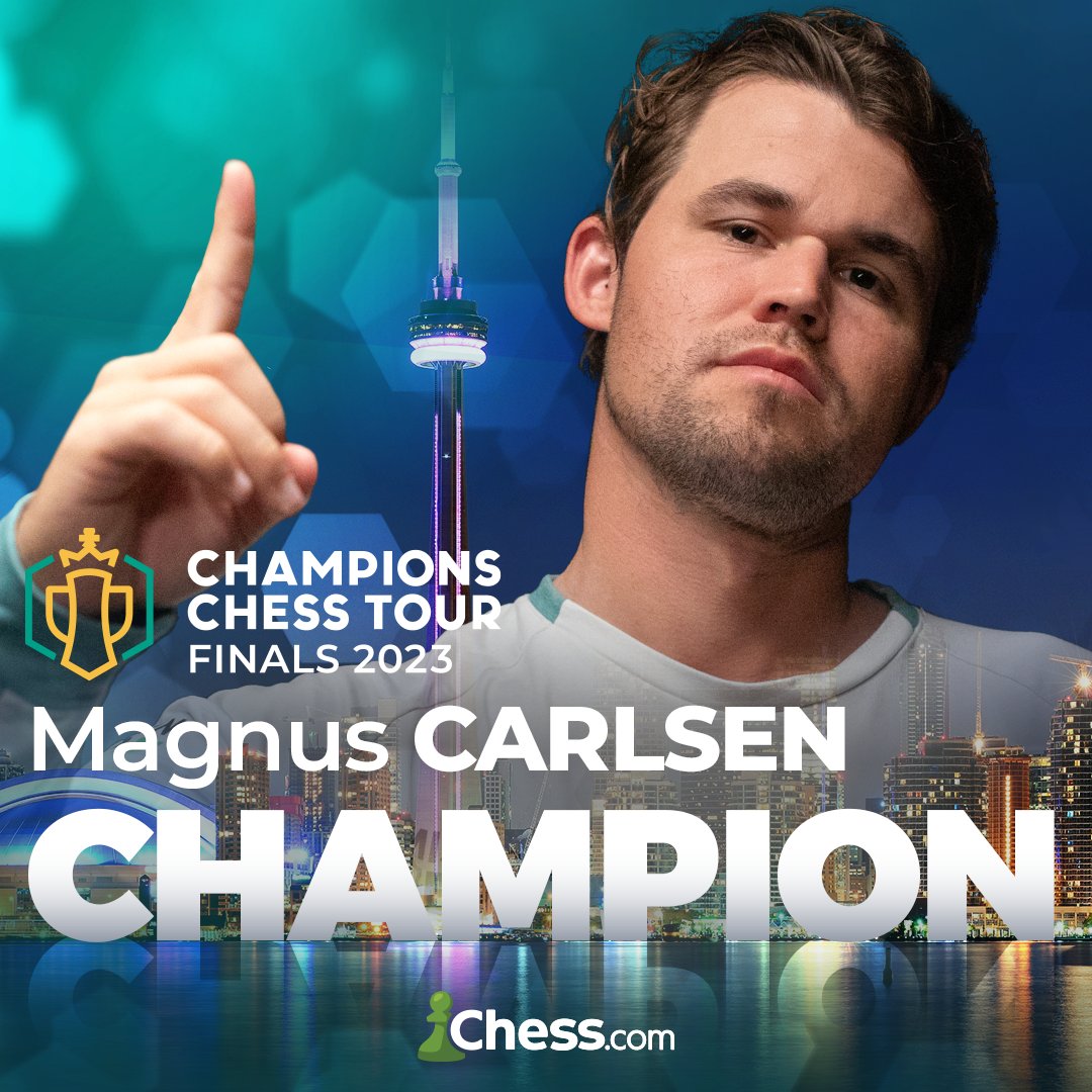 Congratulations to @MagnusCarlsen on winning the 2023 Champions Chess Tour! #CCTFinals He defeats Wesley So within two sets to claim his THIRD @ChampChessTour title! 🏆🏆🏆