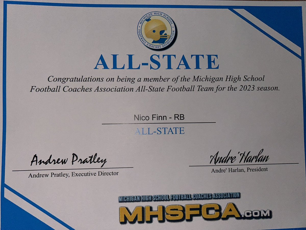 Thankful to have received Academic All-State!!!
<a href="/CoachFrey/">Mark Frey</a>