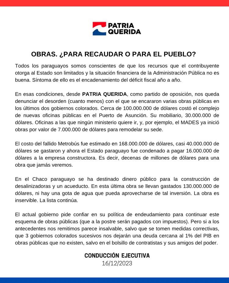 Comunicado a la opinión pública.