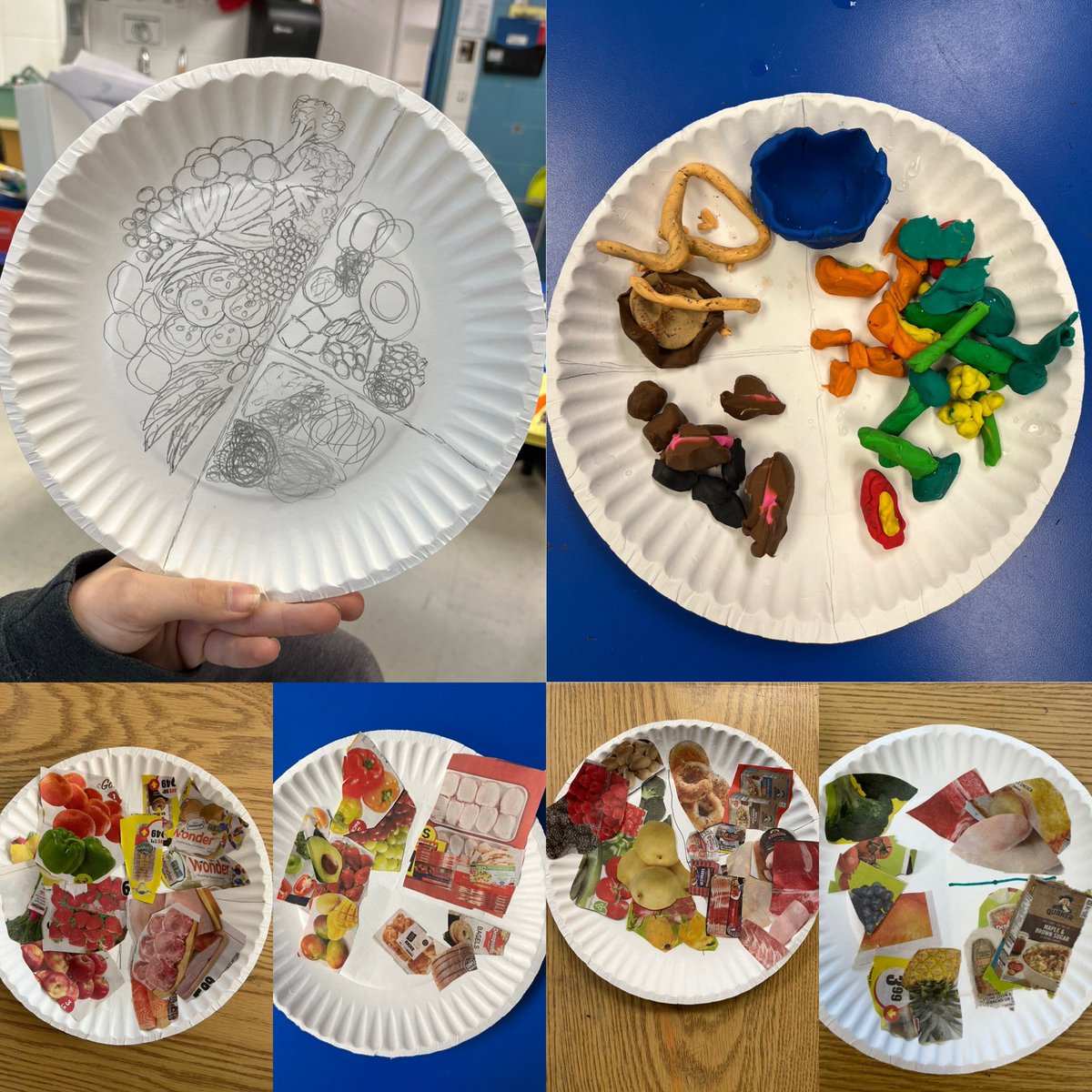 Same healthy eating assignment, different creative representations.        🍎 🥦 🍌