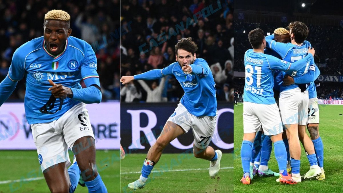 #napolicagliari Si ritorna a vincere anche in Campionato con il ritorno dei due campioni azzurri <a href="/victorosimhen9/">Victor Osimhen</a>  e <a href="/kvara7/">giga</a> , Mazzarri pian piano sta rimodellando questo #napoli  che continua un po’ a sbagliare in difesa ma che sembra essere ritornato con una mentalità vincente