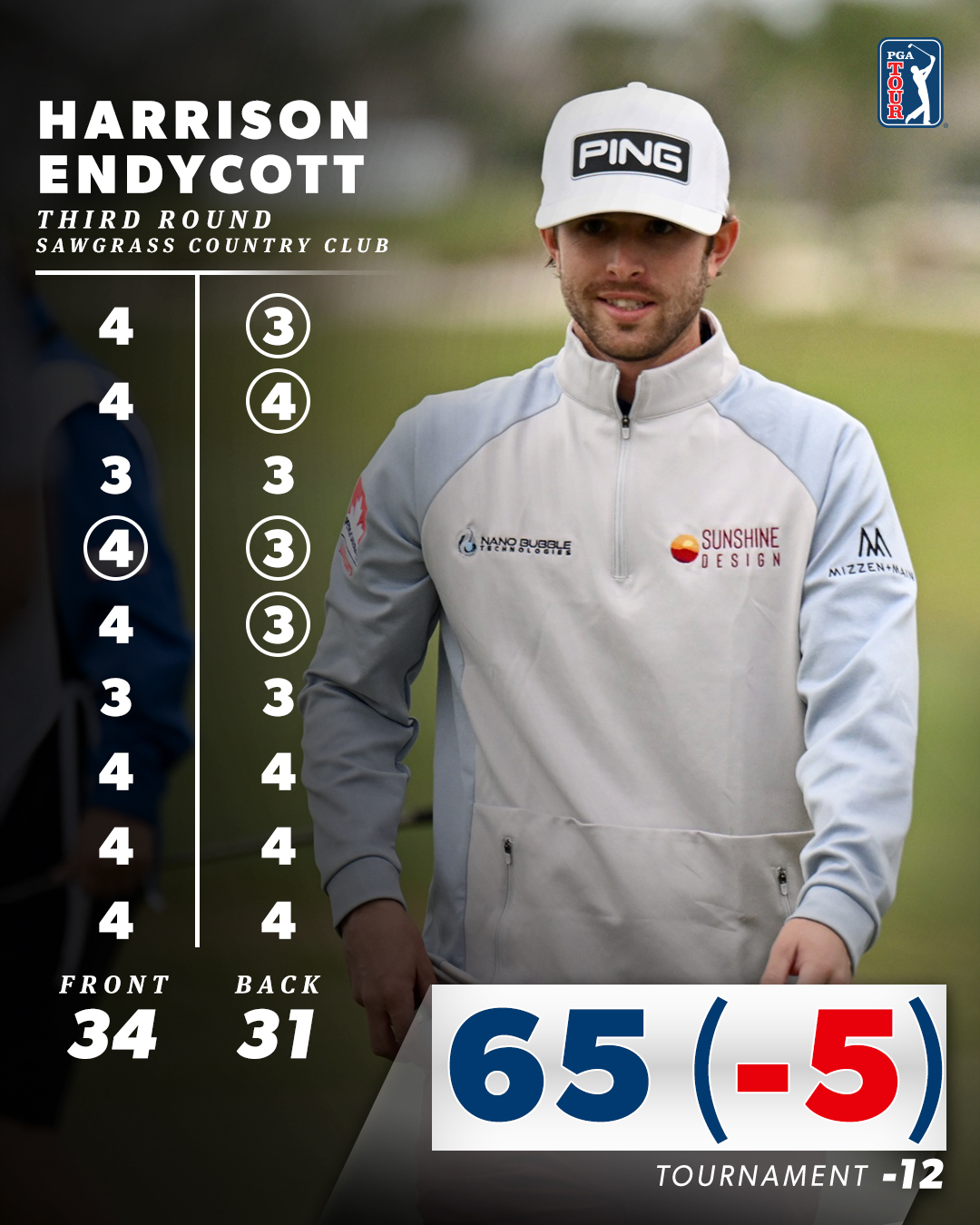 PGA TOUR on X: A strong Saturday for @HarrisonEndy96 💪 He leads