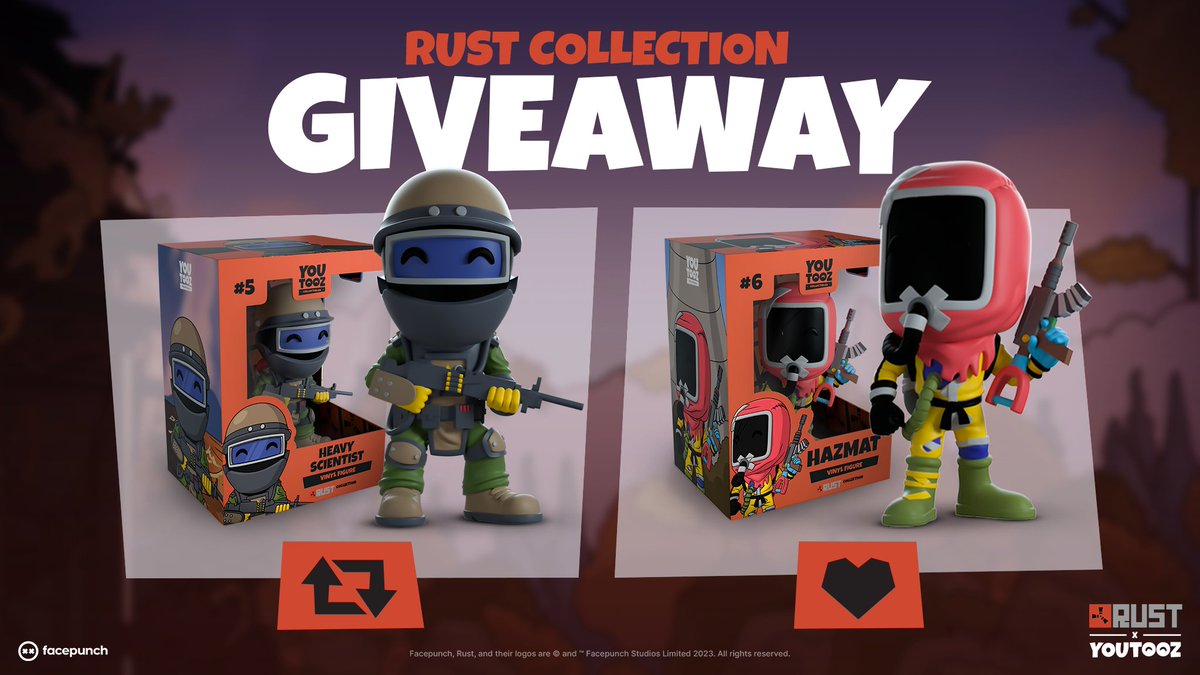 youtooz's tweet image. looting some locked crates ☢️ @playrust giveaway! 

retweet for the heavy scientist or like for the hazmat figure 📦

3 winners for each announced dec 22nd ⚠️