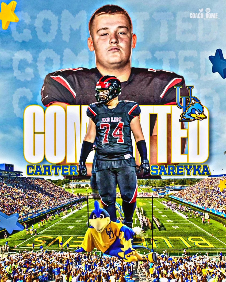 Committed!!💙💛 Ready to Get to Work! #AGTG #rollhens @Delaware_FB @CoachRogers57 @Coach_AndrewP @ryancarty10 @TerenceArcher @CoachSamDaniels @MILjustWORK @RedLionFB