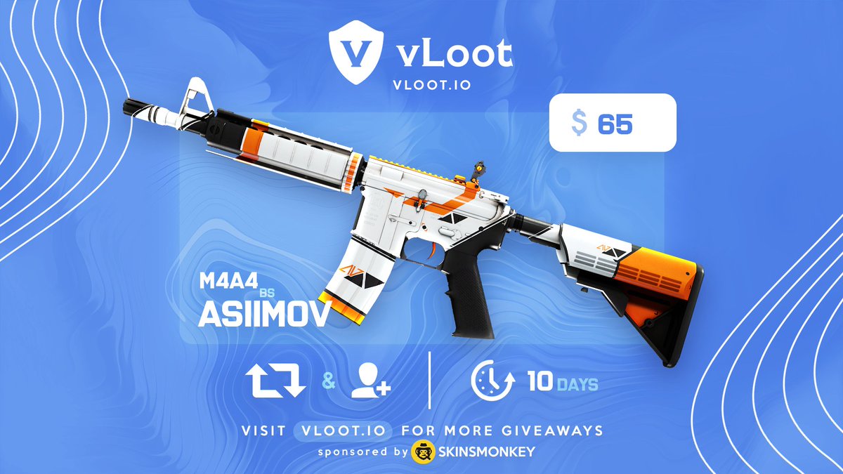 vloot_io's tweet image. CS2 / CSGO M4A4 Asiimov Giveaway 🎁

✅ Follow @skinsmonkey &amp;amp; @vloot_io
✅ Retweet, Like and Tag 1 friend

Winner drawn in 10 days, good luck ❤️