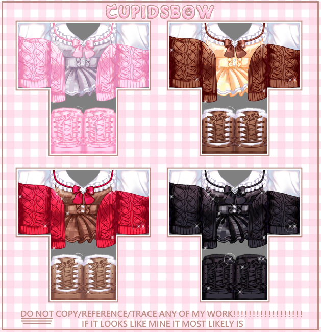 CUPlDSBOWrblx's tweet photo. 💞More sweaters!💞
🎀Available in Paramnesia🎀
#roblox #robloxart #RobloxDev #RobloxDown #robloxdeveloper #robloxdesign #robloxdesigner #robloxclothes #robloxclothing #robloxdesigns #robloxdevs #robloxevade #robloxugc #royalehigh #robloxdoors #robloxarsenal #robloxdevelopers https://t.co/l9gX576Ff5