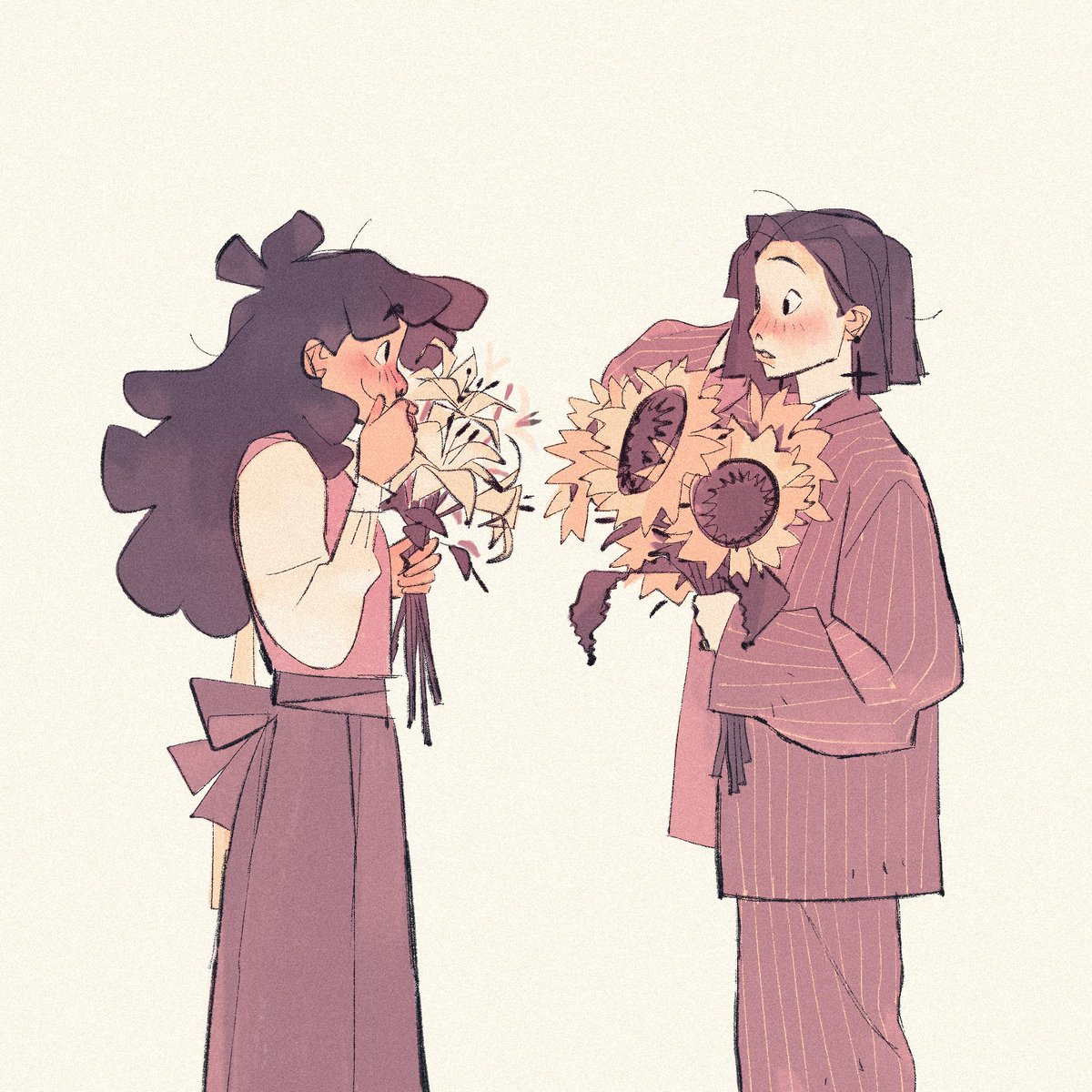 they both brought flowers !