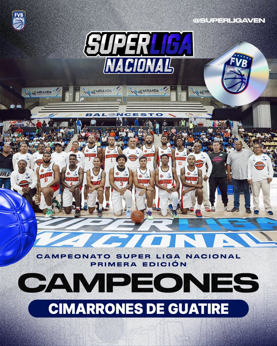 🏀 Extendemos nuestra felicitaciones a  Cimarrones de Guatire por consagrarse campeones de la primera edición de la Superliga Nacional 🇻🇪

#SuperligaNacional
#ALosMiosVoy