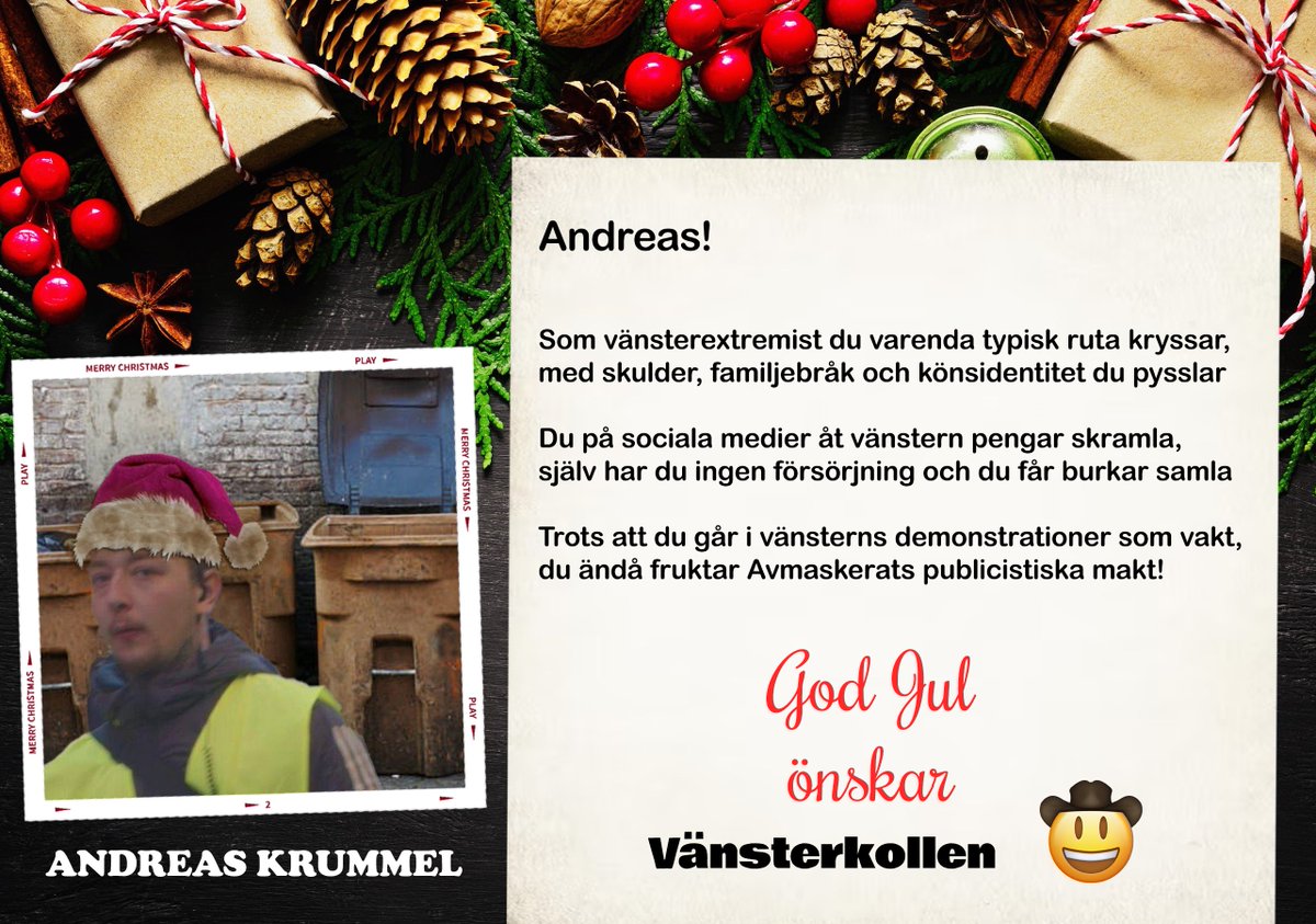 ❄️VÄNSTERKALENDERN LUCKA 23❄️

🎄🤠🎁 Dagens lucka bjuder på ett gott skratt om Andreas Krummel!
Läs mer: vansterkollen.com/afa-aktivisten…
#svpol #julkalendern #julkalender #lucköppning #dagenslucka #vänsterkalendern