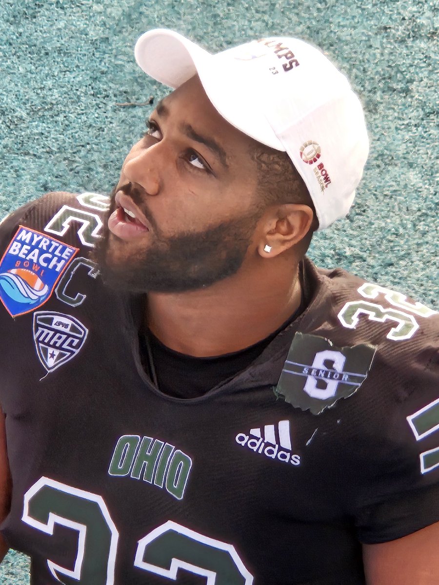 Snapped this picture of my favorite linebacker @BryceHouston42 after today's @OhioFootball's win at @MBBowlGame He's got it all...charisma, smarts, character, leadership, athleticism, looks that belong on the cover of GQ. He is going to go on and do great things!
