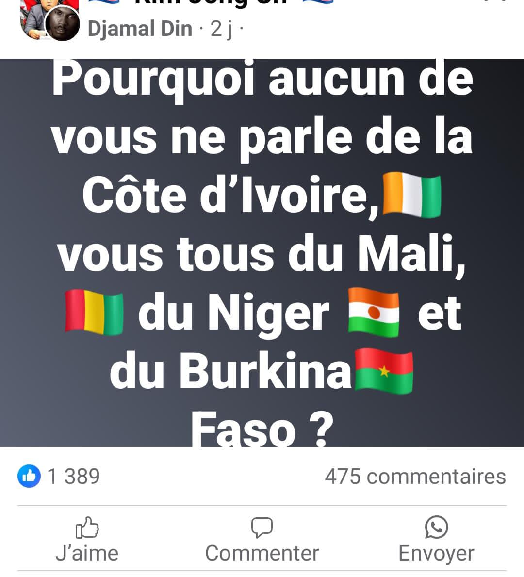 Réponse d'un frère 👉 Le Mali , le Burkina, le Niger . Est-ce que tu as vu nom féminin dedans. Quant on parle de garçons faut pas appelé nom de fille ici 😅😅😅😅
Merci beaucoup pour la réponse