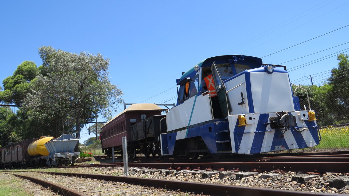 In #January our #steam motive power has annual boiler inspections so the blue/white beast better known as #diesel tractor X206 returns to revenue service, hauling an 1890 built #passenger car as the 'Valley Heights Mixed'. 20 minute #ride included in admission. Book now!