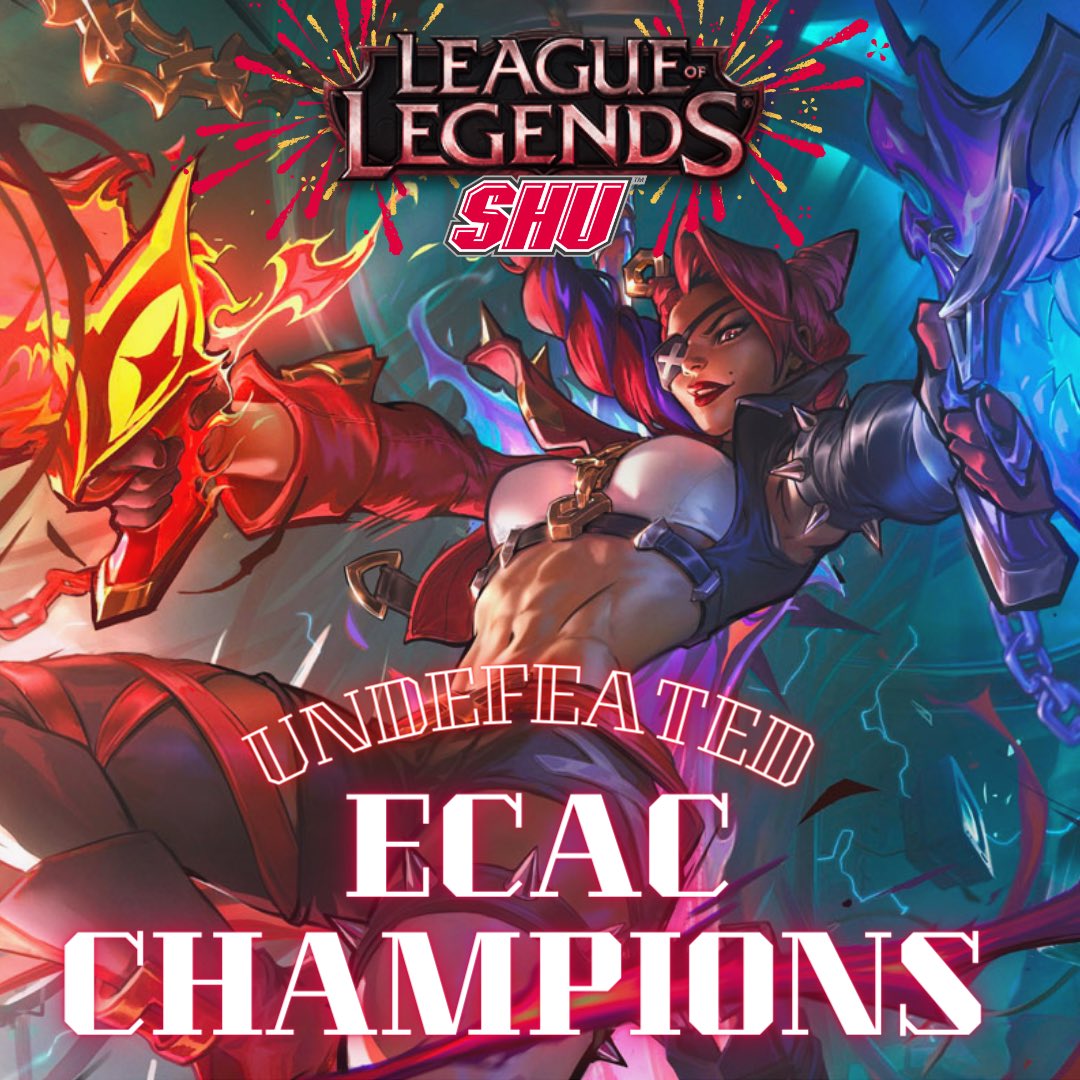 Absolutely MASSIVE shoutout and congratulations to our League of Legends team for going undefeated and winning their division in ECAC this season. All the hard work paid off boys‼️ #WeAreSHU #SHU #SHUEsports #CollegiateEsports #gaming #lol #league #leagueoflegends