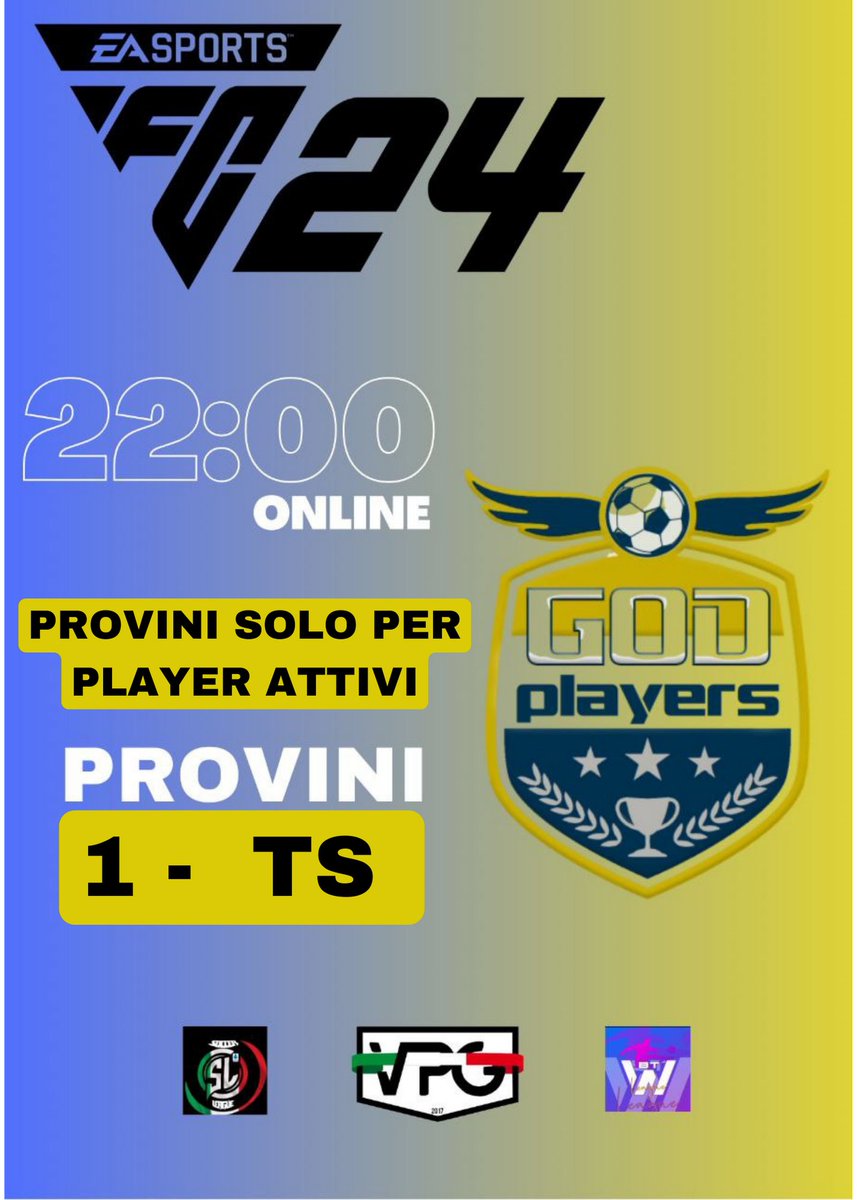 - GODPLAYERS - (@godplayers89) on Twitter photo ๐ก๐ต PROVINI
โข1 ๐ย TS ๐
๐ฅDal 2019
๐๐ป Attiva in:
๐ Soccer League Serie A
๐ BTW LEAGUE Serie A
๐ VPGย
๐441
๐ Maggiorenni
๐น๏ธIn possesso di PS5
๐ 2 anni di esperienza
๐lunedรฌ al giovedรฌ
โ21.45
<a href="/Mercato_FVPA/">Calciomercato Fvpa</a> <a href="/MercatoFifaPro/">๐ฎ๐น ๐ ๐ฒ๐ฟ๐ฐ๐ฎ๐๐ผ ๐ฝ๐๐๐ โ๐ฃ๐ ๐</a> @PCICup <a href="/pctransfermarkt/">๐ฎ๐น PRO CLUBS TRANSFERMARKT๐</a> <a href="/PROCLUBGAZZETTA/">Gazzetta Del Proclub 2.0.</a> ๐ก๐ต PROVINI
โข1 ๐ย TS ๐
๐ฅDal 2019
๐๐ป Attiva in:
๐ Soccer League Serie A
๐ BTW LEAGUE Serie A
๐ VPGย
๐441
๐ Maggiorenni
๐น๏ธIn possesso di PS5
๐ 2 anni di esperienza
๐lunedรฌ al giovedรฌ
โ21.45
<a href="/Mercato_FVPA/">Calciomercato Fvpa</a> <a href="/MercatoFifaPro/">๐ฎ๐น ๐ ๐ฒ๐ฟ๐ฐ๐ฎ๐๐ผ ๐ฝ๐๐๐ โ๐ฃ๐ ๐</a> @PCICup <a href="/pctransfermarkt/">๐ฎ๐น PRO CLUBS TRANSFERMARKT๐</a> <a href="/PROCLUBGAZZETTA/">Gazzetta Del Proclub 2.0.</a>