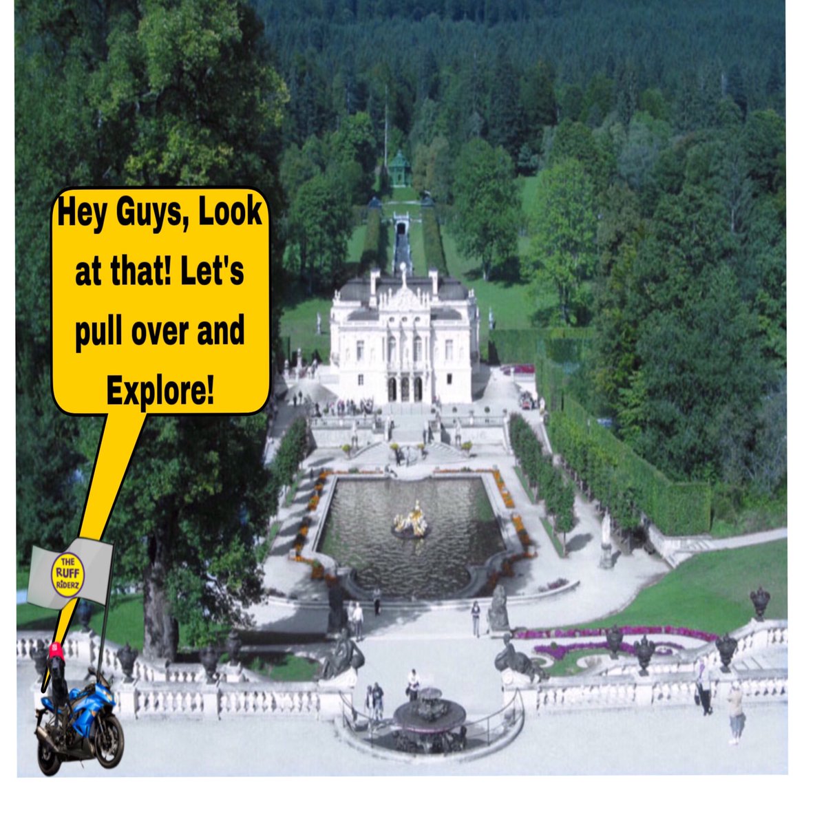 #tj5ruffriderz #theruffriderz After the group photo shoot, the #tj5ruffriderz took to the Mountain Roads and came upon 1 of King Ludwig II Castles! Of course they pulled over to explore.  What shenanigans are they up too 👀 Stay tuned!