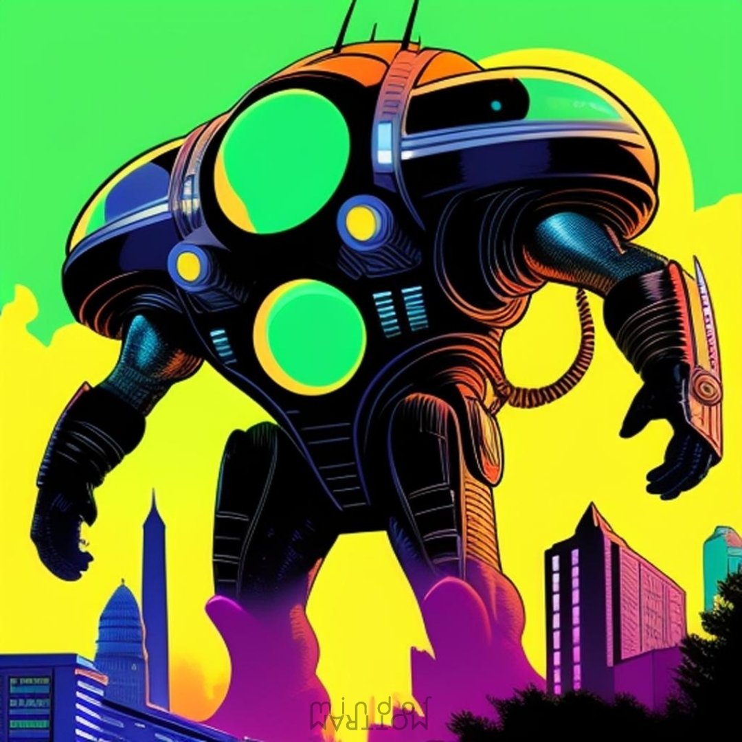 MindofMottram's tweet image. Today!
It&apos;s a good day for a giant robot. Go with it.

#SaturdayVibes #digitalart #giantrobot #aiart #bb17 #myartwork #aiartworks