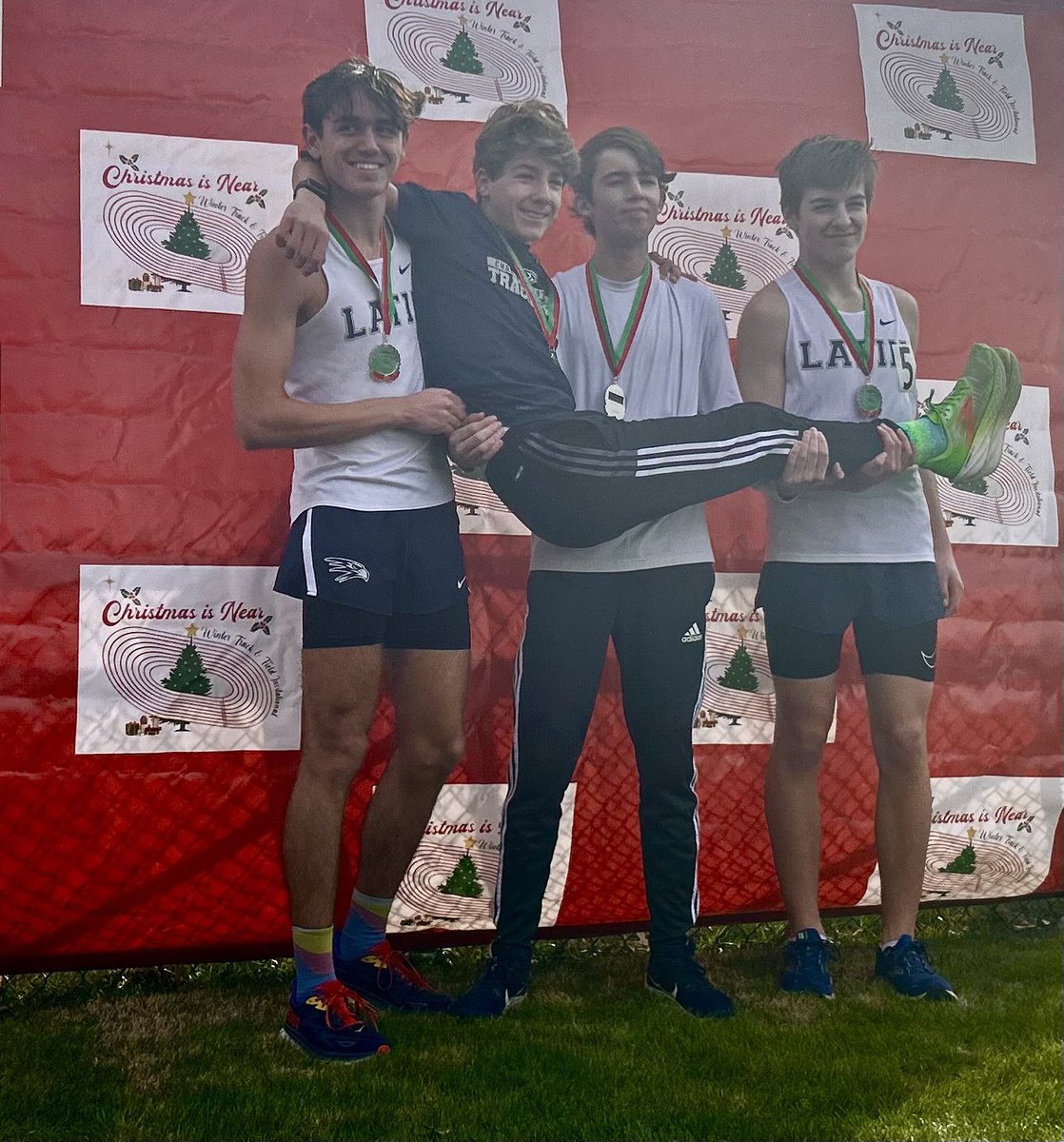 Did someone say 1st place? A few Varsity T&amp;F Hawks competed in the Christmas is Near Invitational at Metrolina Christian and left with some hardware! Congrats to Jackson, Charles, William and Peter for taking 🥇 in the 4x800m relay! 

#GoHawks <a href="/CLS_Hawks/">Charlotte Latin Athletics</a> <a href="/CLS_Hawks_XC/">Charlotte Latin Cross Country</a>