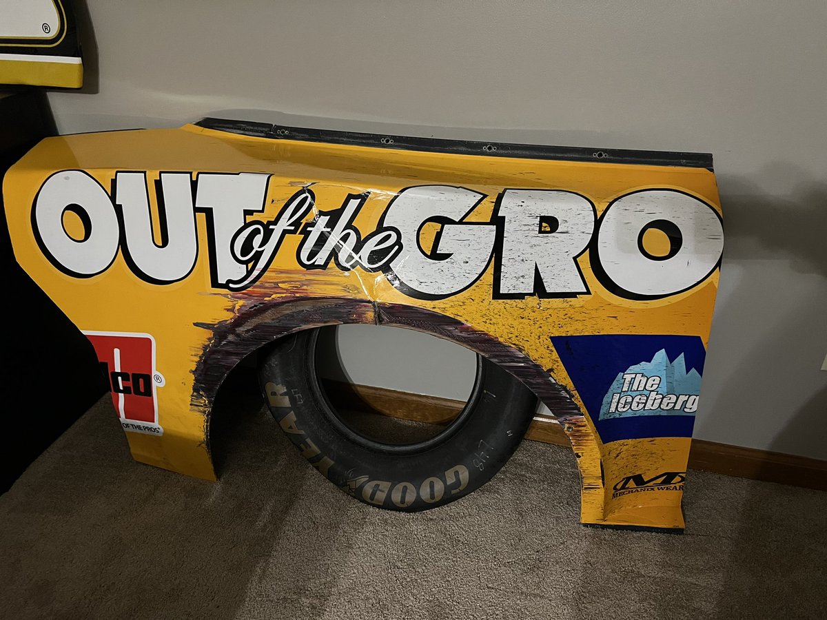 Forever in the Danny B Racing Museum. I’m pretty sure this is the only piece of sheetmetal out there from the Podcast Party Bus. Thanks so much to @TRWGastonia for the alert when this was available.