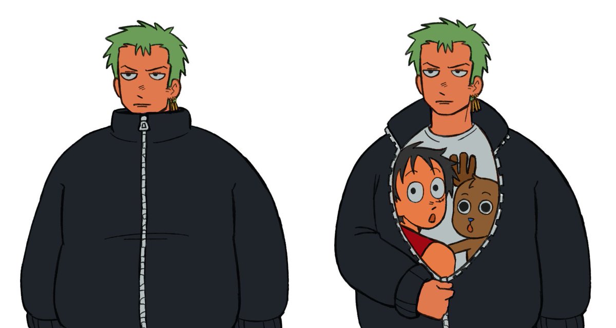 zoro in a big puffy jacket is the best source of heat