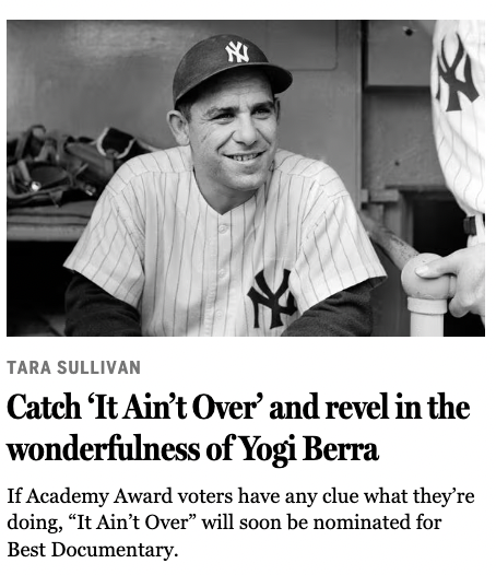 lindsayberra's tweet image. "If Academy Award voters have any idea what they're doing, @itaintoverdoc will soon be nominated for best documentary." I love that our film about my #Yankees Grampa is getting so much love in rival #Boston. Thanks to @Globe_Tara for this wonderful column!
bostonglobe.com/2023/12/16/spo…