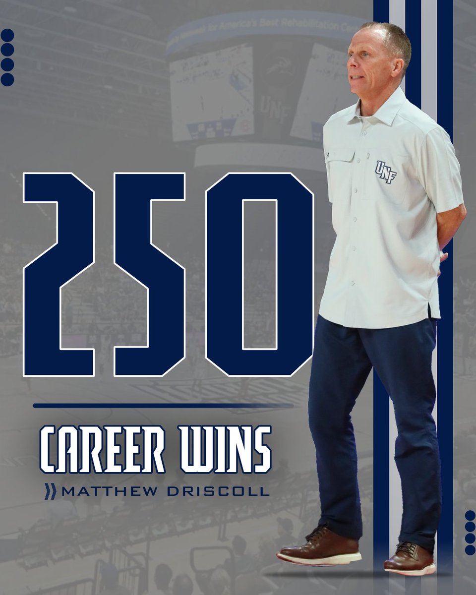 Head coach Matthew Driscoll earns the 250th win of his collegiate coaching career, as the Ospreys defeat Trinity Baptist, 113-72, to wrap up home play in 2023! RECAP >> bit.ly/3uYT6Dn BOX SCORE >> bit.ly/3TpsS75 #BirdsOfTrey