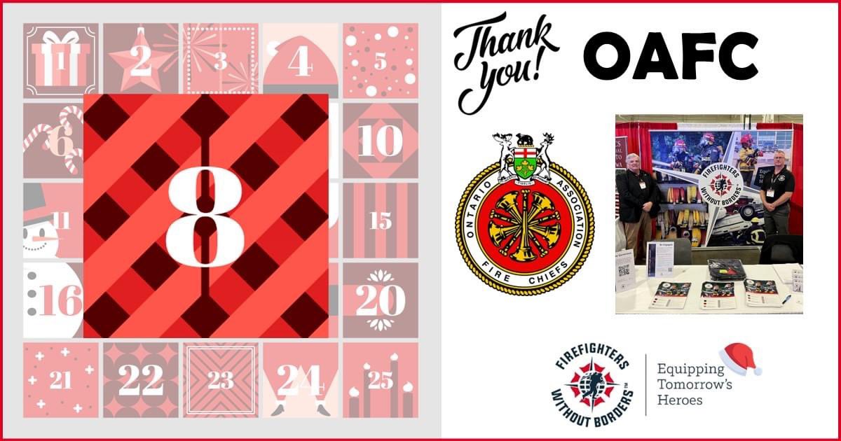 Day 8 FWB Countdown: Today we want to thank the @ONFireChiefs and its members for their continued support. The OAFC generously donates space in their tradeshow and invites us to their Provincial Advisory Committee (PAC) meetings.