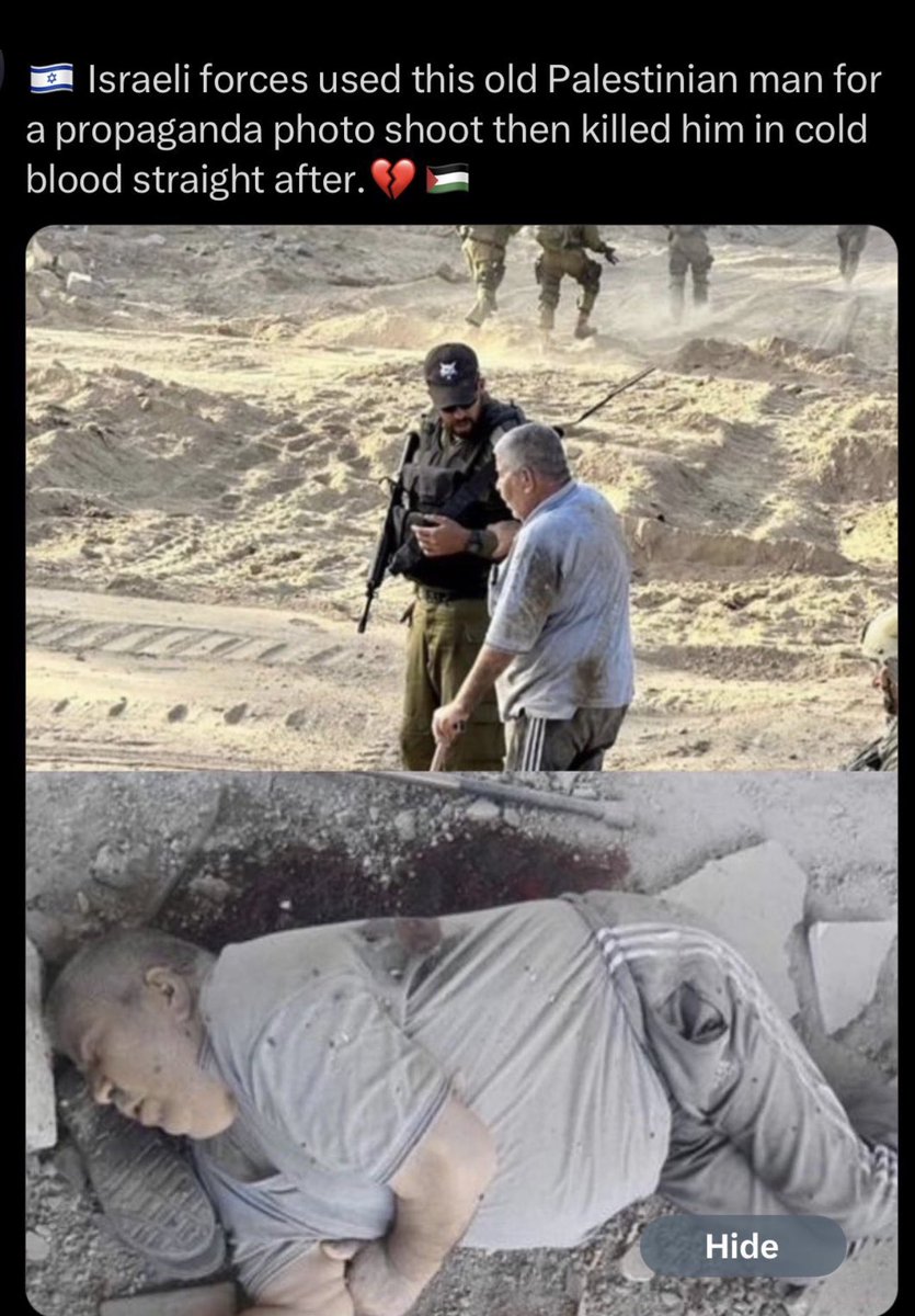 Always remember that Israel only tells lies. They took a picture of a Palestinian grandpa with a stick, all for the friendly fake propaganda. Then promptly shot him in the back of his head.