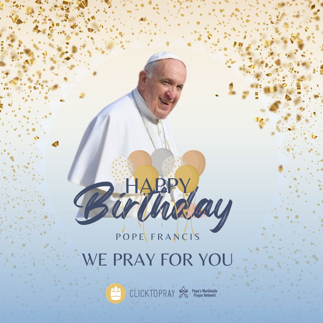 🥳Today we celebrate #Pope Francis’ life. The Pope’s Worldwide Prayer Network wishes you that the Lord make His face to shine upon you and give you His peace. Happy Birthday, @Pontifex. United by a mission of compassion for the world! 🙏 🌍