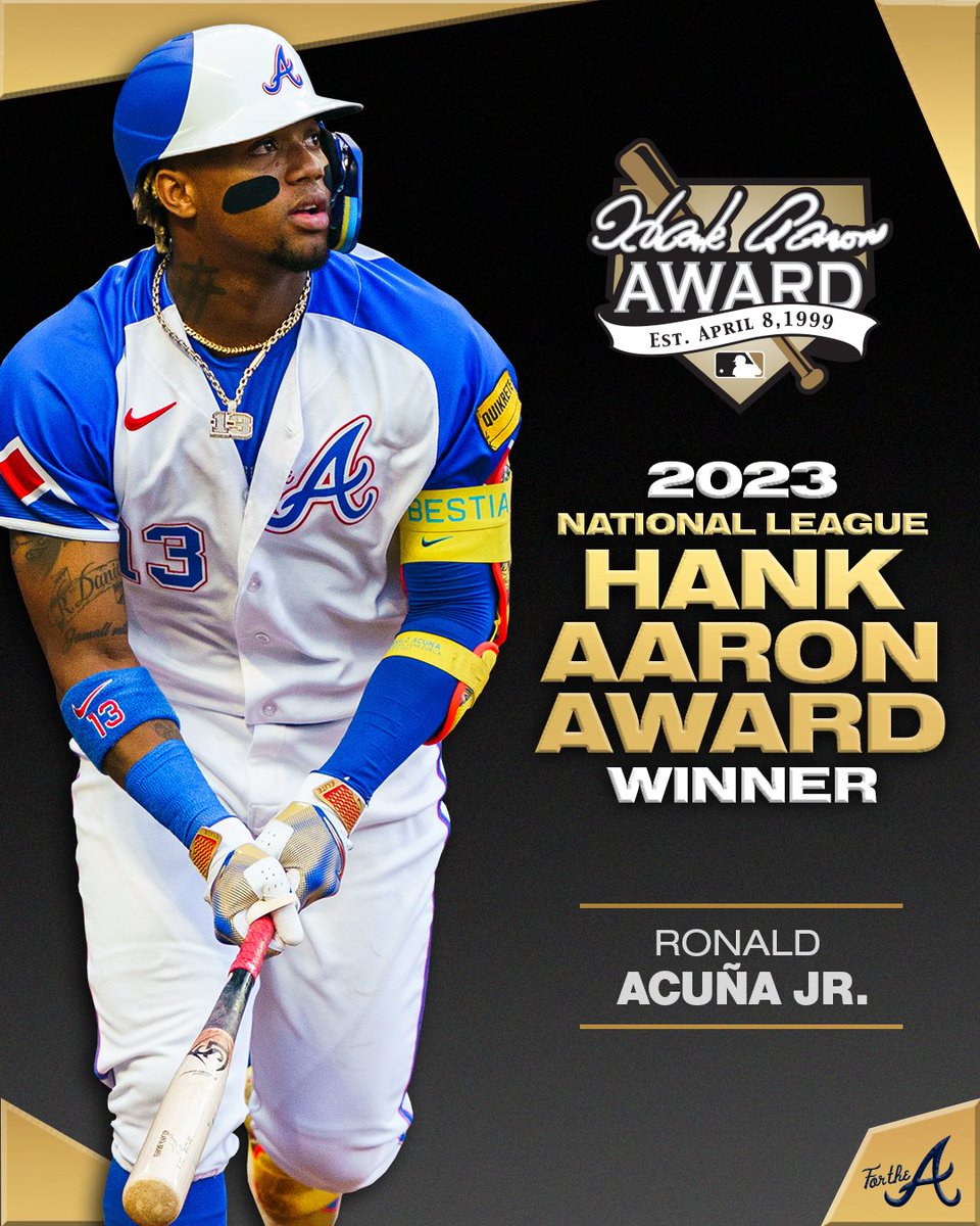 Your 2023 National League Hank Aaron Award winner: @ronaldacunajr24!
