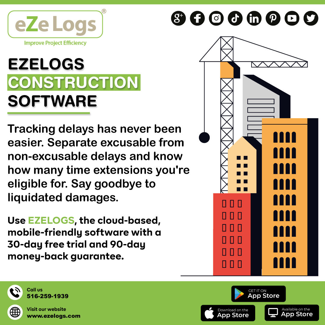 Tracking delays has never been easier. Separate excusable from non-excusable delays and know how many time extensions you're eligible for. Say goodbye to liquidated damages. #laborhours #timesheet #fieldmanagement #resources #tracklaborhrs #trackresources #constructionlogs #la...
