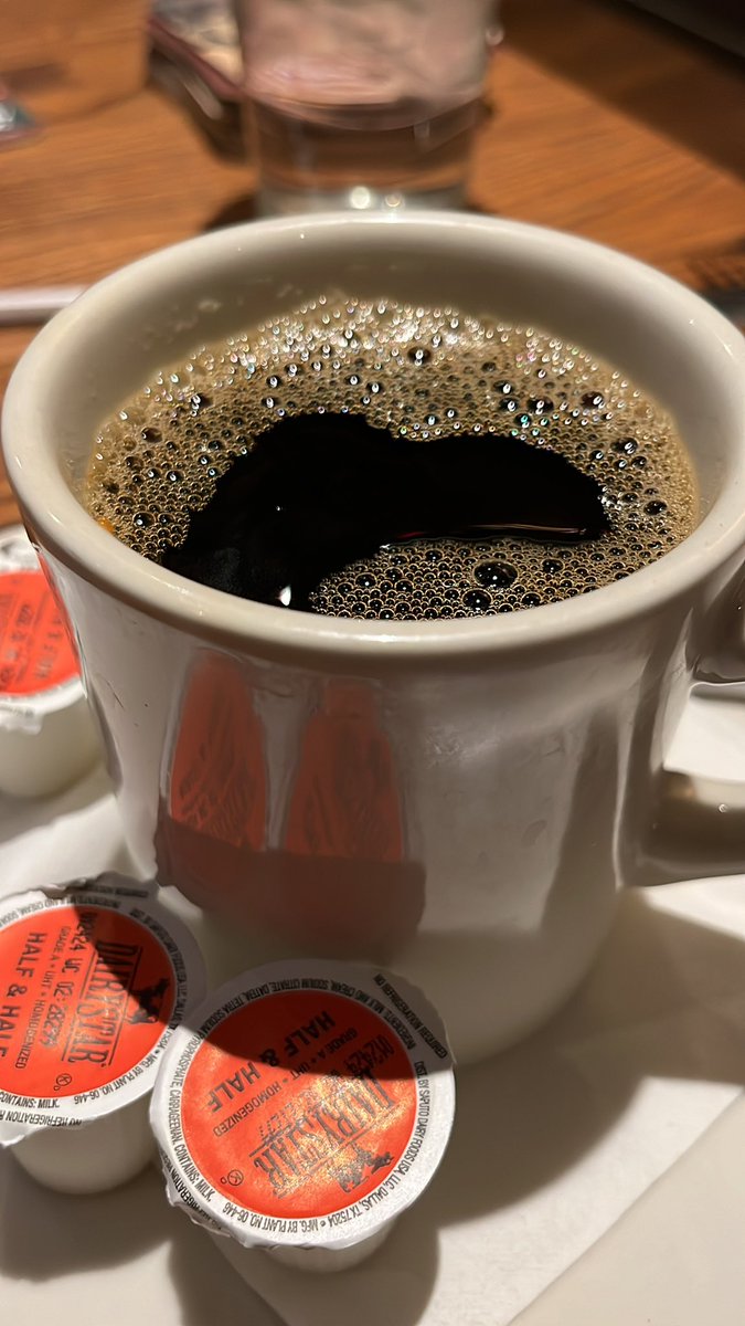#SanAngeloTX #OutbackSteakhouse coffee is stout. Good, but bold and black. Forget the creamer. “Ain’t got no time for that!”