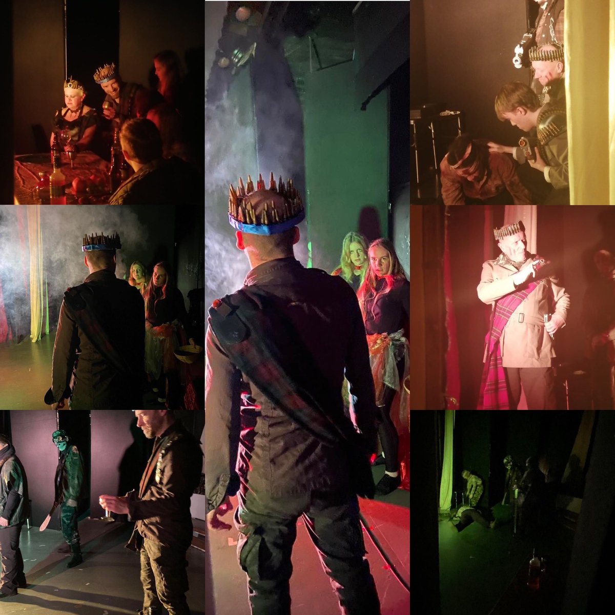 Well done super team! A great evening & show- a few photos grabbed sidestage Now there will be admin things happening behind the scenes but shows resume in January ! #devontheatre #devonactors #macbeth #devon #torbay #theater #acting #stage #rehearsal #macbeth #kingskerswell