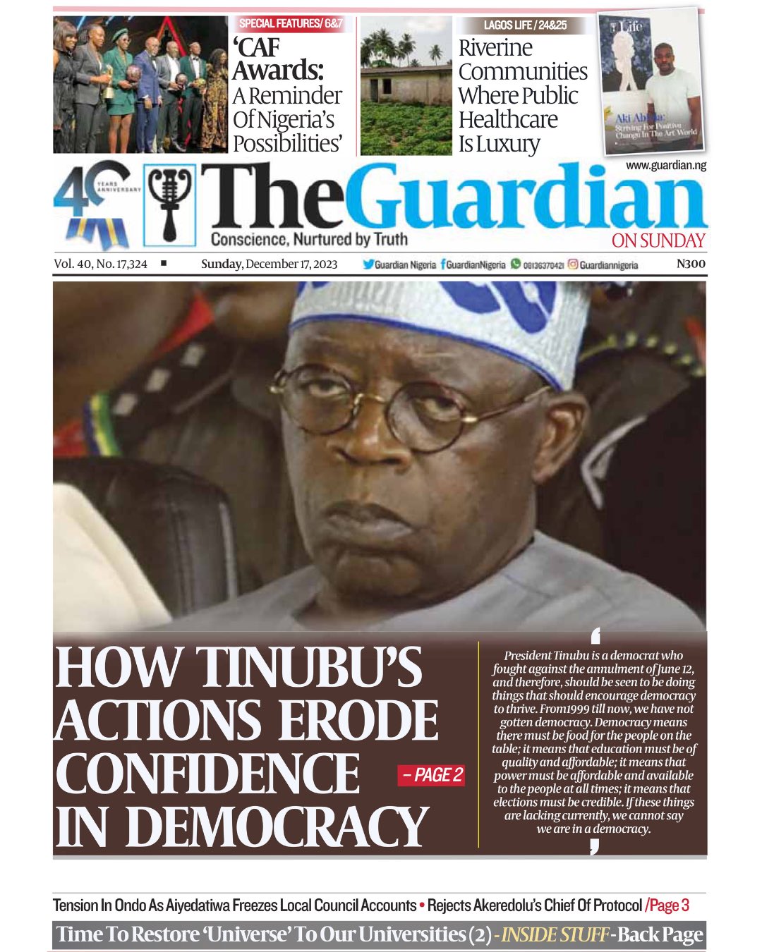 The Guardian Nigeria on X: Today in The Guardian – Acute outage imminent  as TCN, DisCos face-off deepens. Get a copy. #FrontPage #Headline #Business  #Politics #Sports #Pilgrims #Nigerians #Entertainment #News #Nigeria  #Africa #