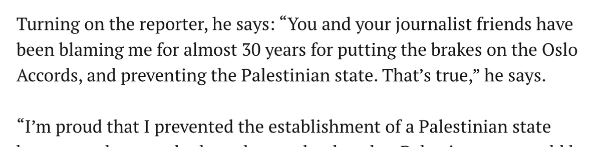 Next time someone says it's the Palestinians' fault that they don't have a state, quote this, from Benjamin Netanhayu, reported tonight, from Israel.