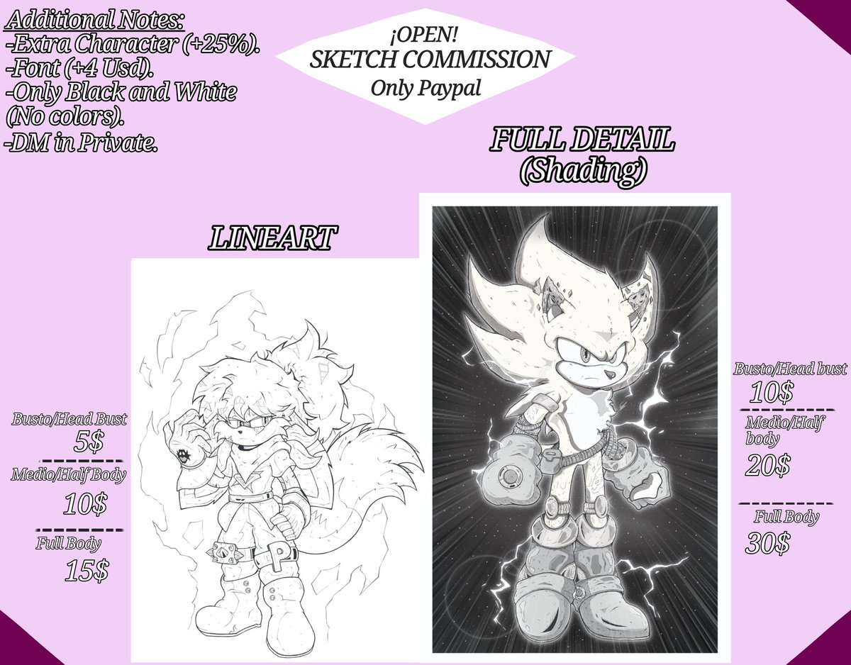 I have Open Commissions!
Conditions in Private!

Sketch - Lineart - Shaders 

#drawingart #drawing #art #commissionsopen #comission #Comisiones #Sonicoc #Sonicart #Furry #Fancharacters #originalcharacters

✨️