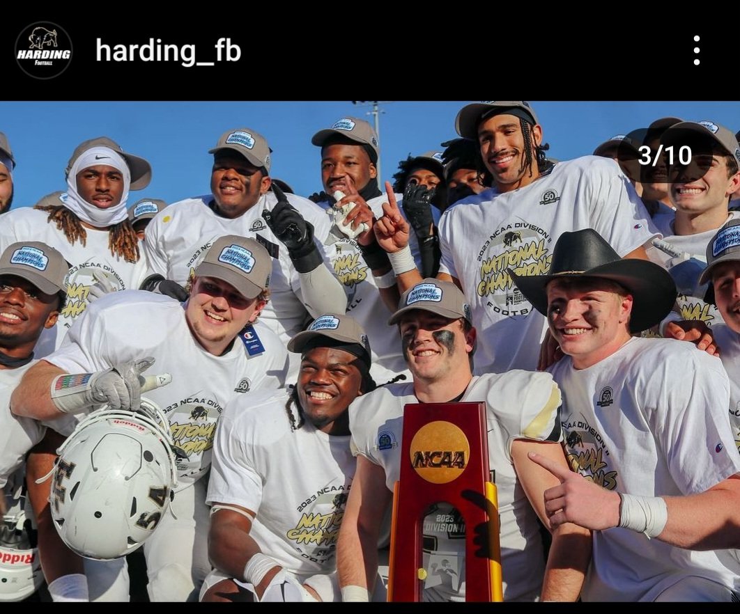 KaitlynAllbee5's tweet photo. Huge congrats to my cousin @Zach_stric and the #HardingFootball team on the @NCAADII Nation Championship! #Amazing https://t.co/mcBv4EZnDd