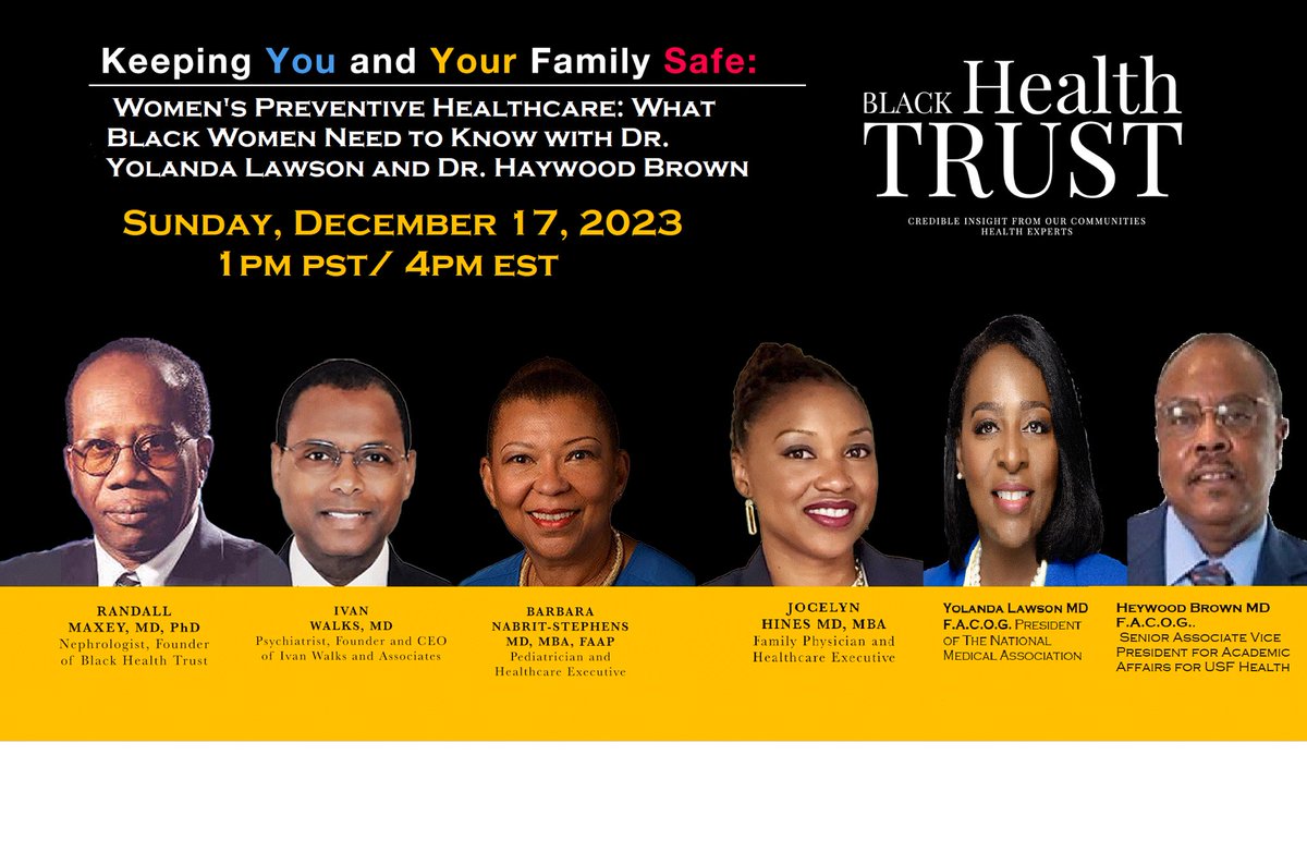 Dr. Yolanda Lawson, 124th President of the NMA, will be discussing 'Keeping You & Your Family Safe: Women's Preventive Healthcare: What Black Women Need to Know' for the Black Health Trust! Gain valuable insights & knowledge to prioritize your health & well-being #BlackHealth