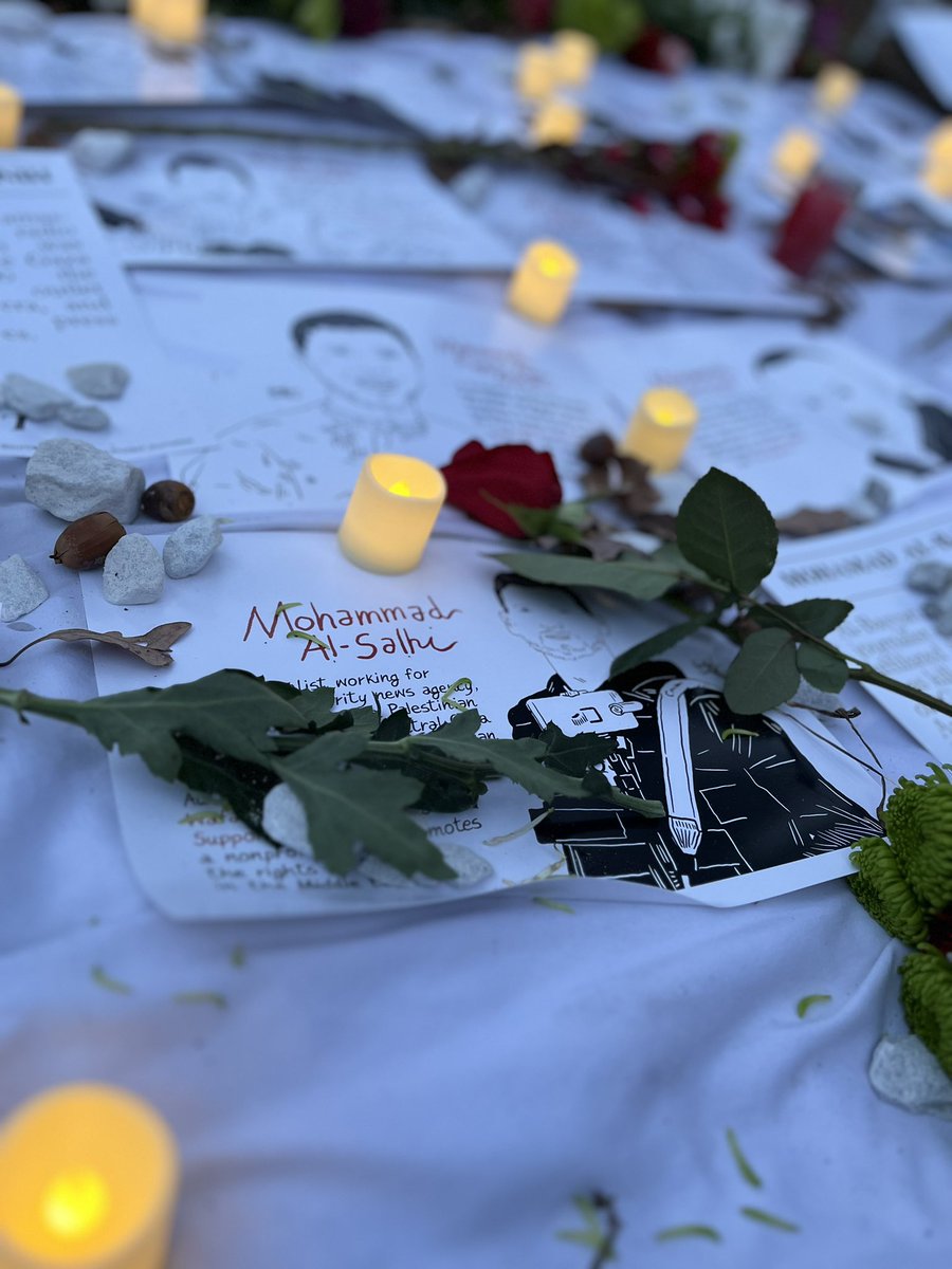 Journalists in Atlanta mourn the loss of journalists killed in Gaza. We heard the 64 names read aloud, and learned about each of them. Thank you to the organizers who pulled this together in Freedom Park.